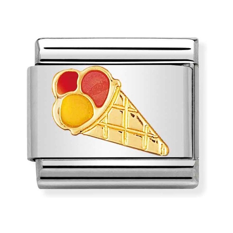 Nomination Composable Classic Charm Eis - Edelstahl, Gold 750 Gelbgold, Emaille