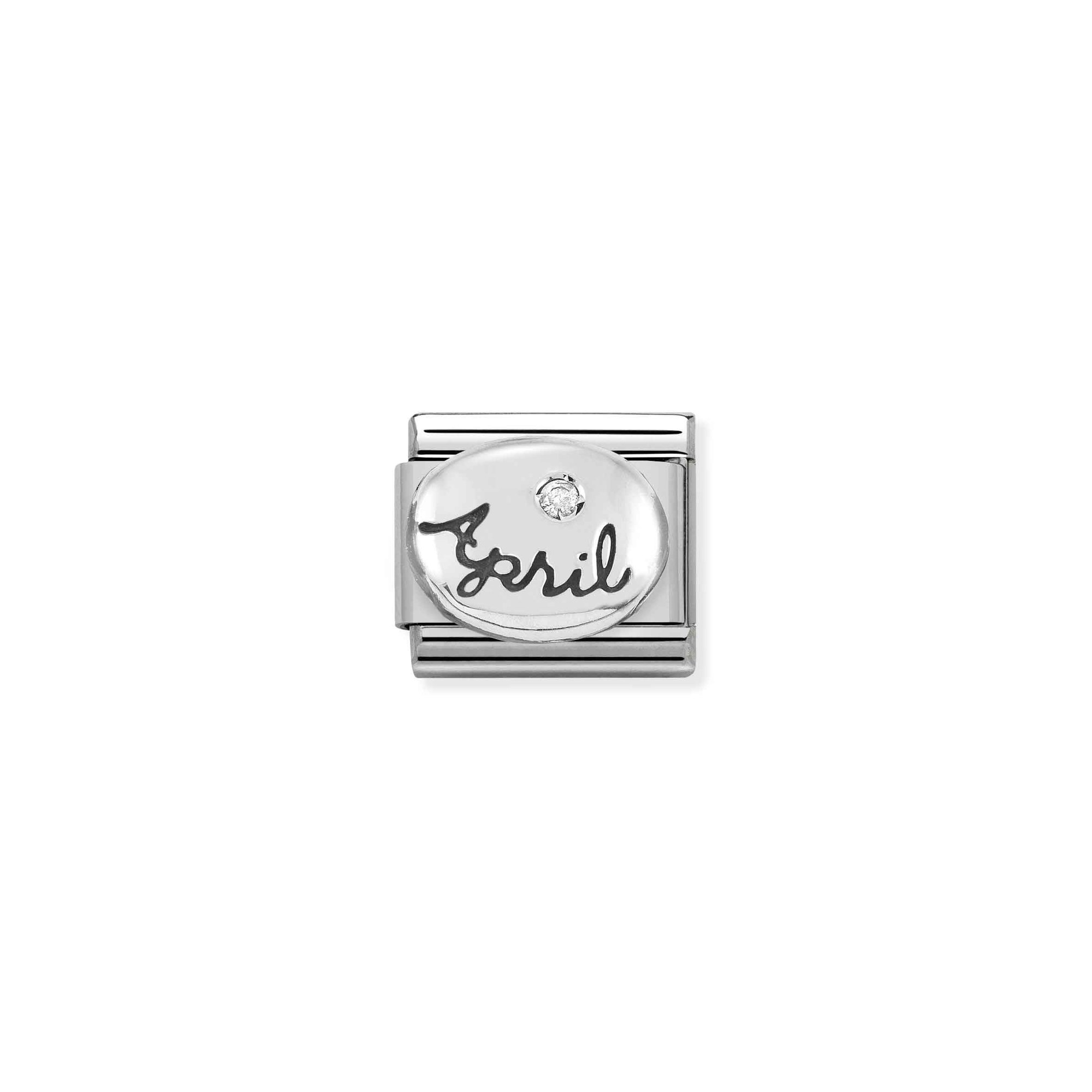 Nomination Composable Classic Charm Monatsstein April - Edelstahl, Sterling Silber