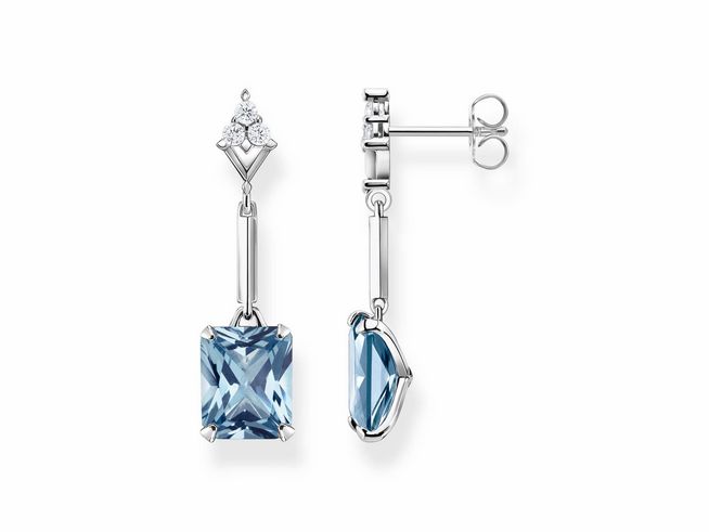 Ohrhänger von Thomas Sabo aus Silber mit synthetischem Spinell und blauen Zirkonia im Oktagon-Design, elegant und funkelnd, ideal für besondere Anlässe.