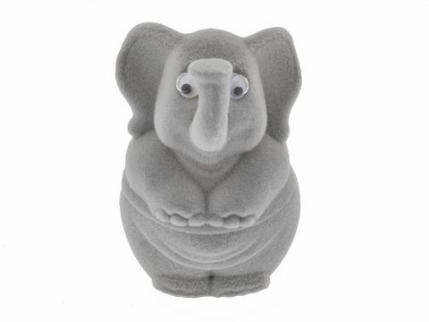 Geschenkschachtel in Form eines grauen Elefanten, 5,5 cm groß, Hersteller Juwelier Harnisch, ideal als Geschenkbox für besondere Anlässe.