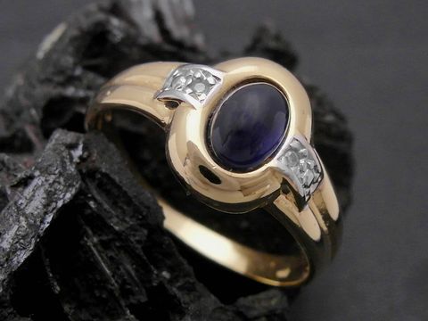 Gold Ring - beeindruckend - Gold 750 bicolor Safir + Diamant - Goldring Gr. 54,5, Hersteller: Juwelier Harnisch, bis Gr. 56/18.