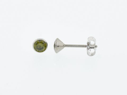 Silber Ohrringe Kelch Silber 4,3 mm Zirkonia grün Stecker, Hersteller Juwelier Harnisch, elegante und funkelnde Ohrringe mit grünem Zirkonia für stilvolle Akzente.