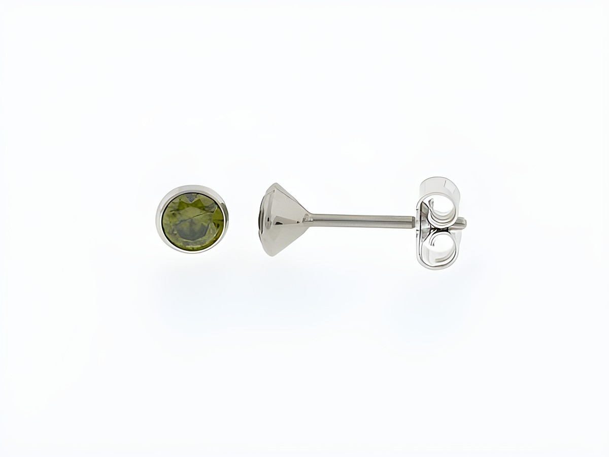 Silber Ohrringe Kelch Silber 4,3 mm Zirkonia grün Stecker, Hersteller Juwelier Harnisch, elegante und funkelnde Ohrringe mit grünem Zirkonia für stilvolle Akzente.