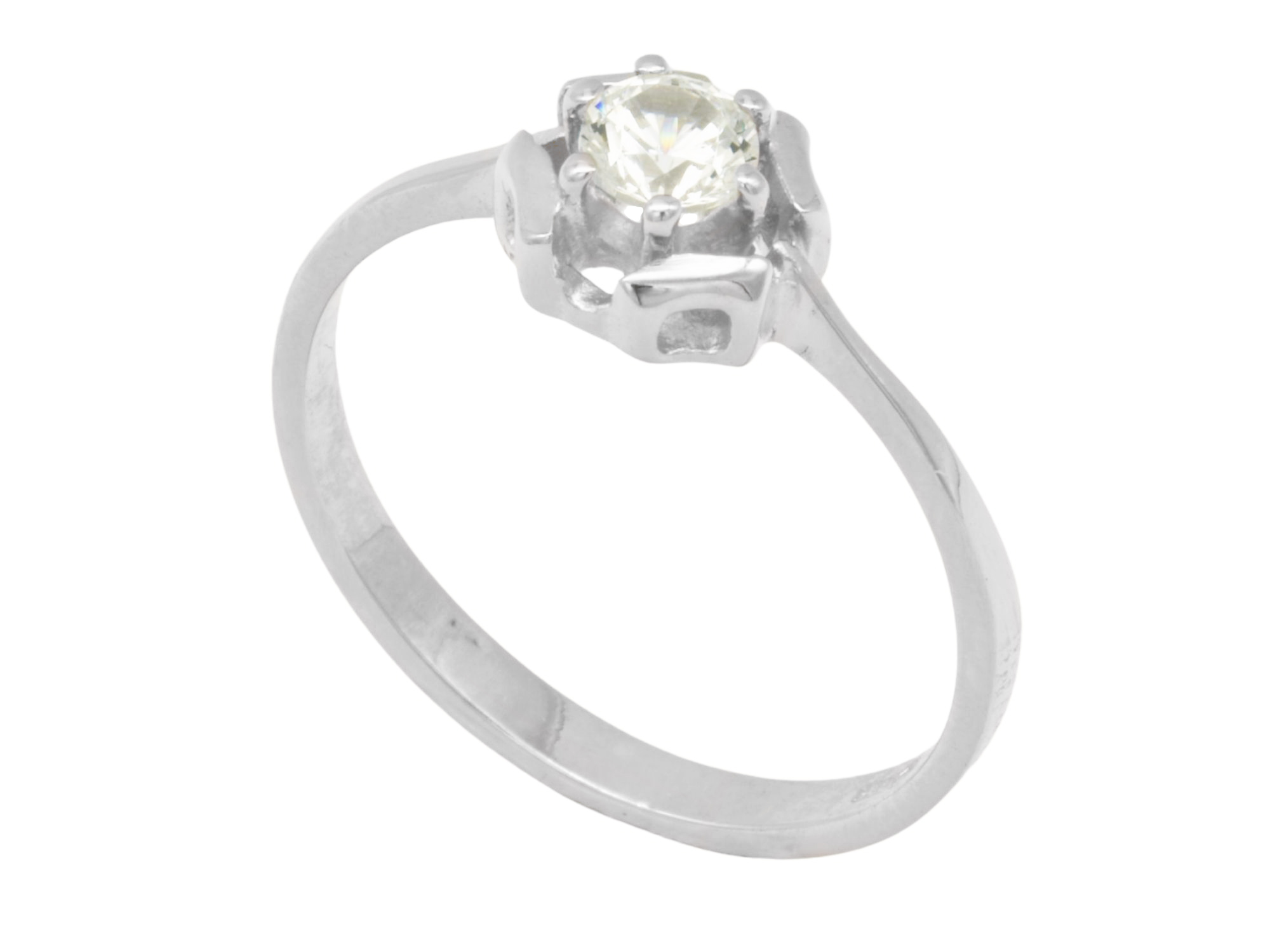 Ring Design - Weißgold poliert - Yag weißer synthetischer Kristall Gr. 53