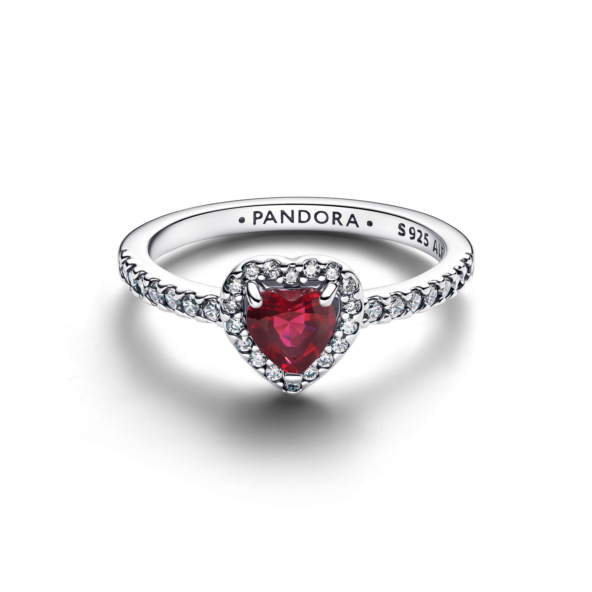 Pandora fuchsiafarbener Herz Ring - Sterling Silber - Kristall – Ansicht 2