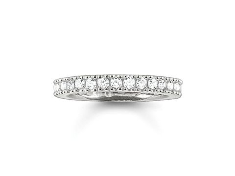 Silberner Ring von Thomas Sabo mit Zirkonia, Modell TR1981-051-14-48, Größe 48, schmal und elegant mit funkelnden Elementen, ideal für besondere Anlässe.