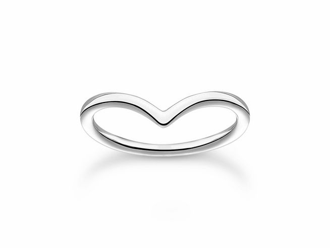 Thomas Sabo Ring TR2393-001-21-56 aus Sterling Silber in Größe 56 mit elegantem, geschwungenem Design in Herzform, glänzende Oberfläche, zeitlos und modern.