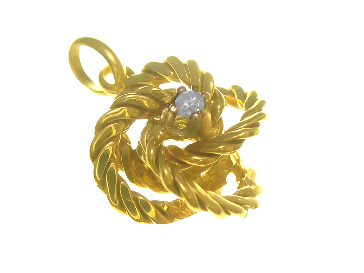 Gold Anhänger aus Gold 585 mit einem polierten oberflächen, verziert mit einem Diamanten von 0,025 ct, hergestellt von Juwelier Harnisch, Diamanten und Brillianten.