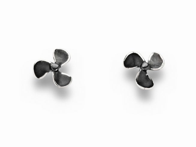 DUR Schiffsschraube O5502 Sterling Silber Ohrringe oxidiert rhodiniert mit einem ansprechenden Propellerdesign, ideal für modebewusste Trägerinnen.