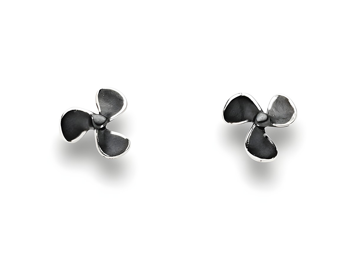 DUR Schiffsschraube O5502 Sterling Silber Ohrringe oxidiert rhodiniert mit einem ansprechenden Propellerdesign, ideal für modebewusste Trägerinnen.