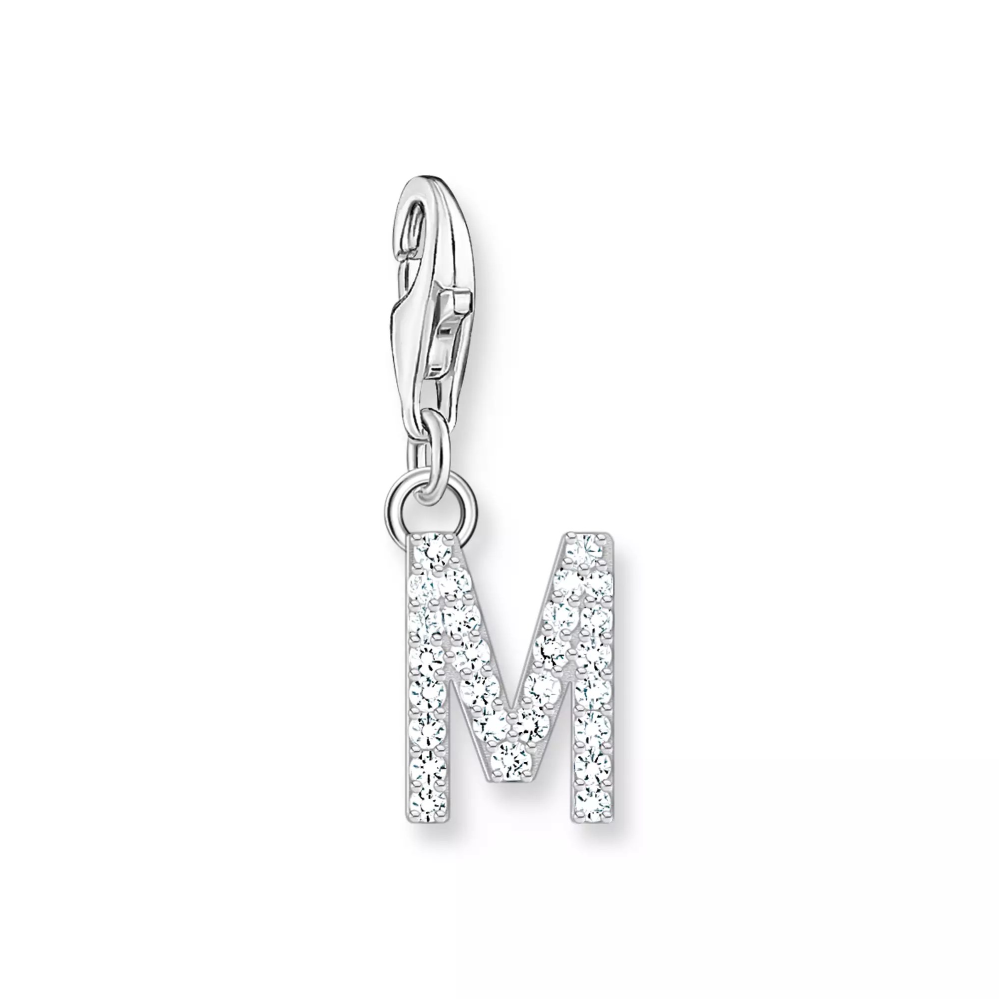 Thomas Sabo Charm-Anhänger - funkelnder Buchstabe M - Silber & Zirkonia - Weiß