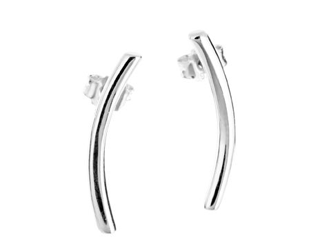 304100-0 Stäbchen gebogen Ohrstecker fein aus Silber rhodiniert von Juwelier Harnisch ohne Stein, elegant und zeitlos, für jeden Anlass geeignet.