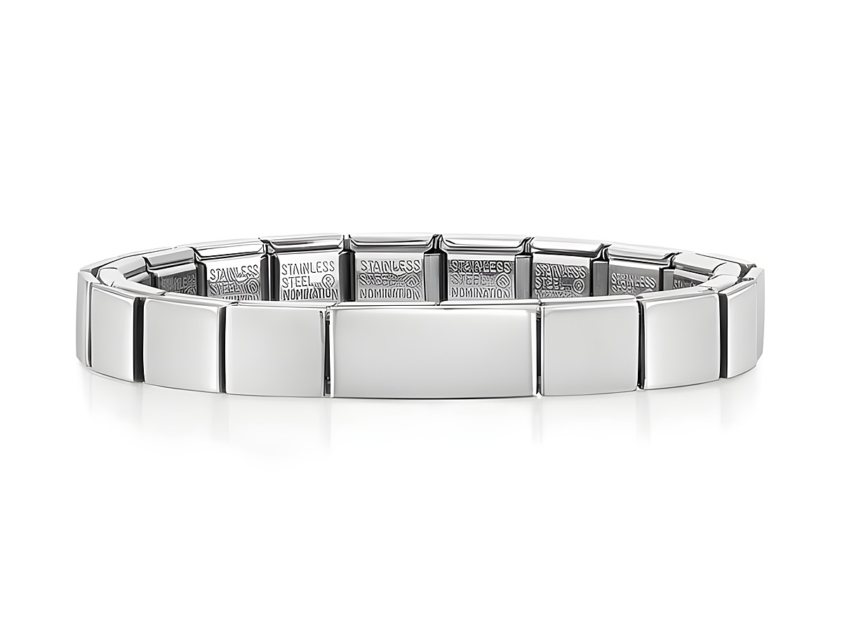 Nomination Classic GLAM Armband Edelstahl Silber - 239101 19 - Double Link Smooth, aus hochwertigem Edelstahl mit glatten, glänzenden Elementen, ideal für eleganten Schmuck.