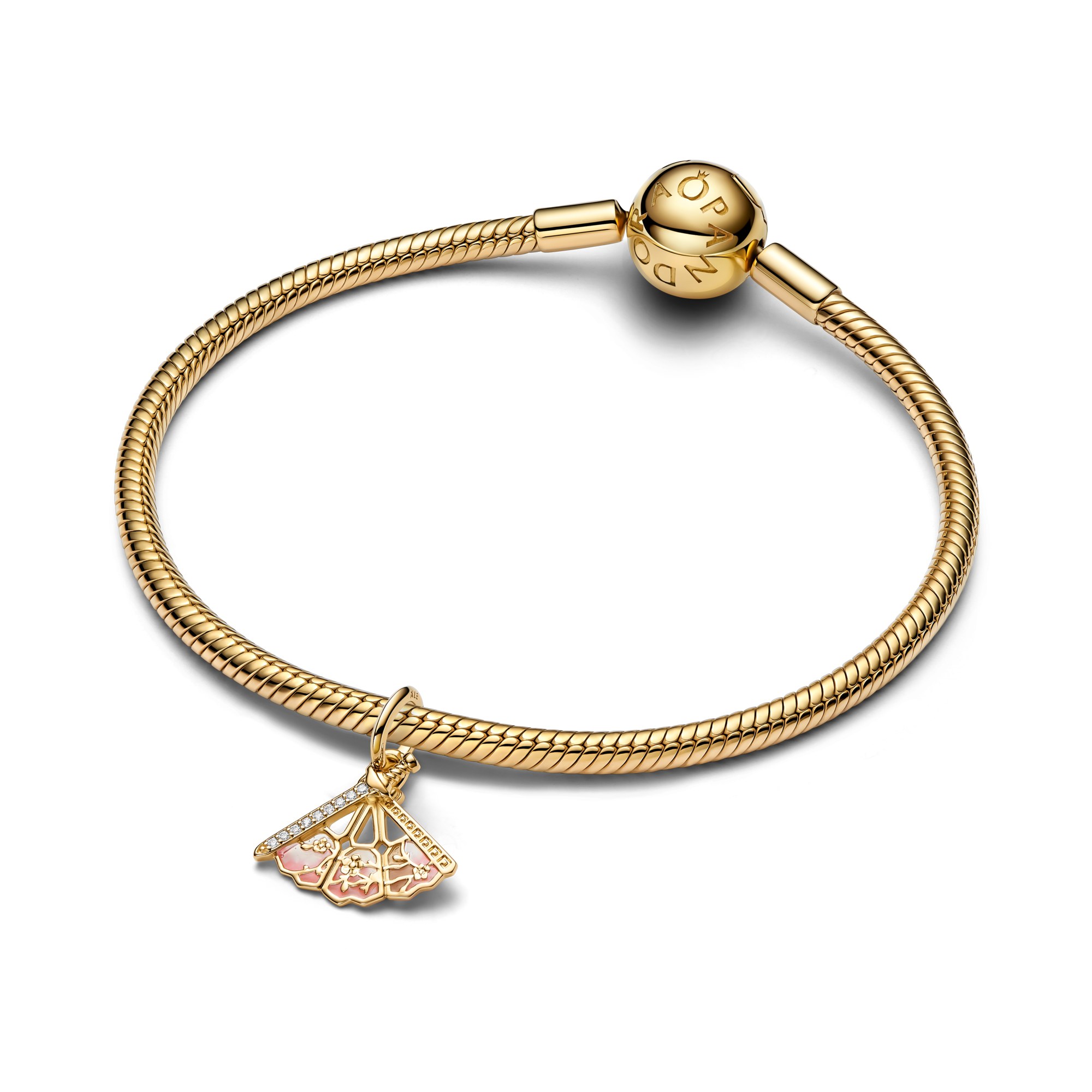 Pandora Disney - Hänge-Charm Mulan Fächer - Gelbgold Vergoldung – Ansicht 3