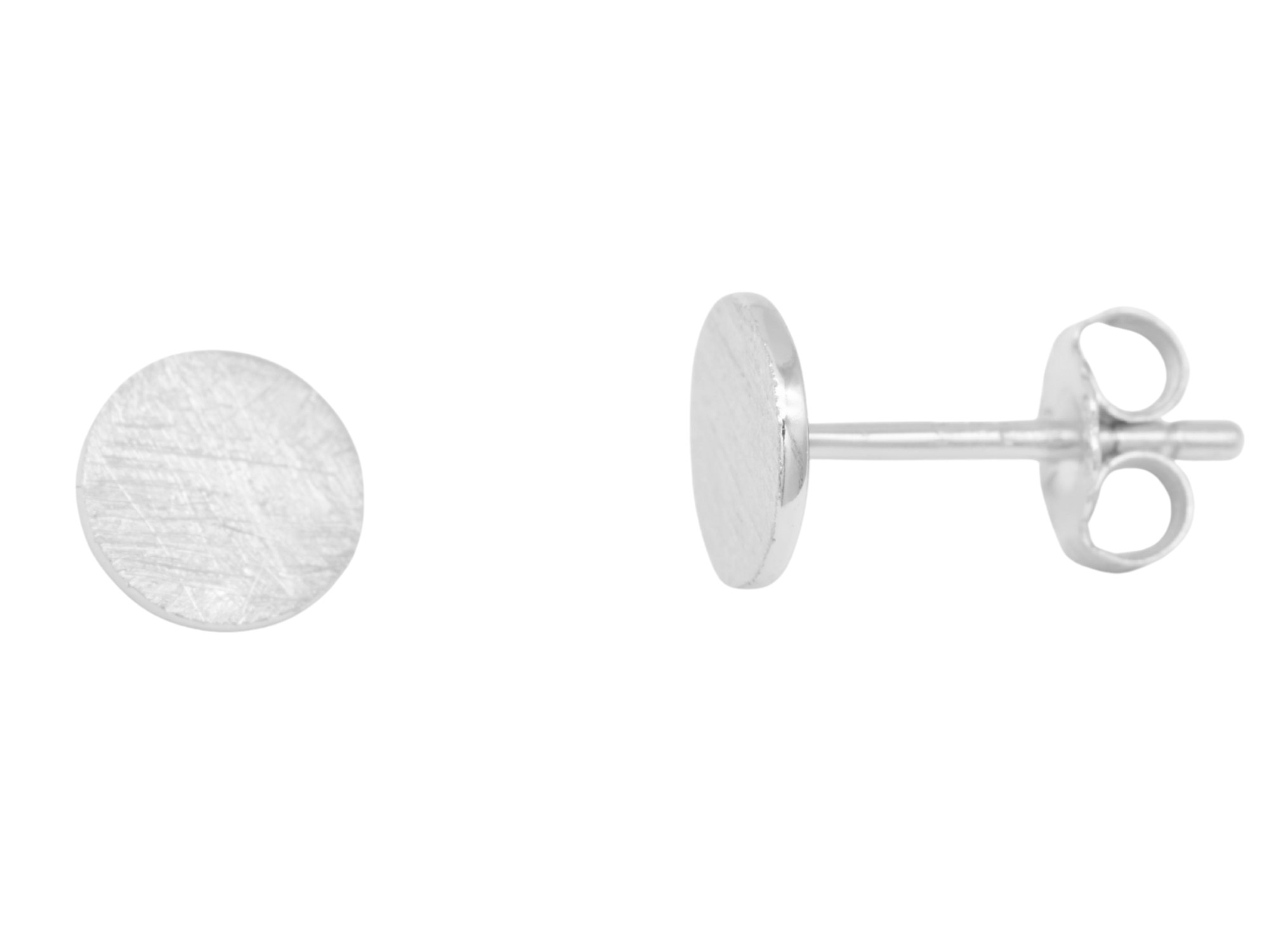 Ohrringe Ohrstecker Flache Platte - Sterling Silber 925 - eismatt rhodiniert