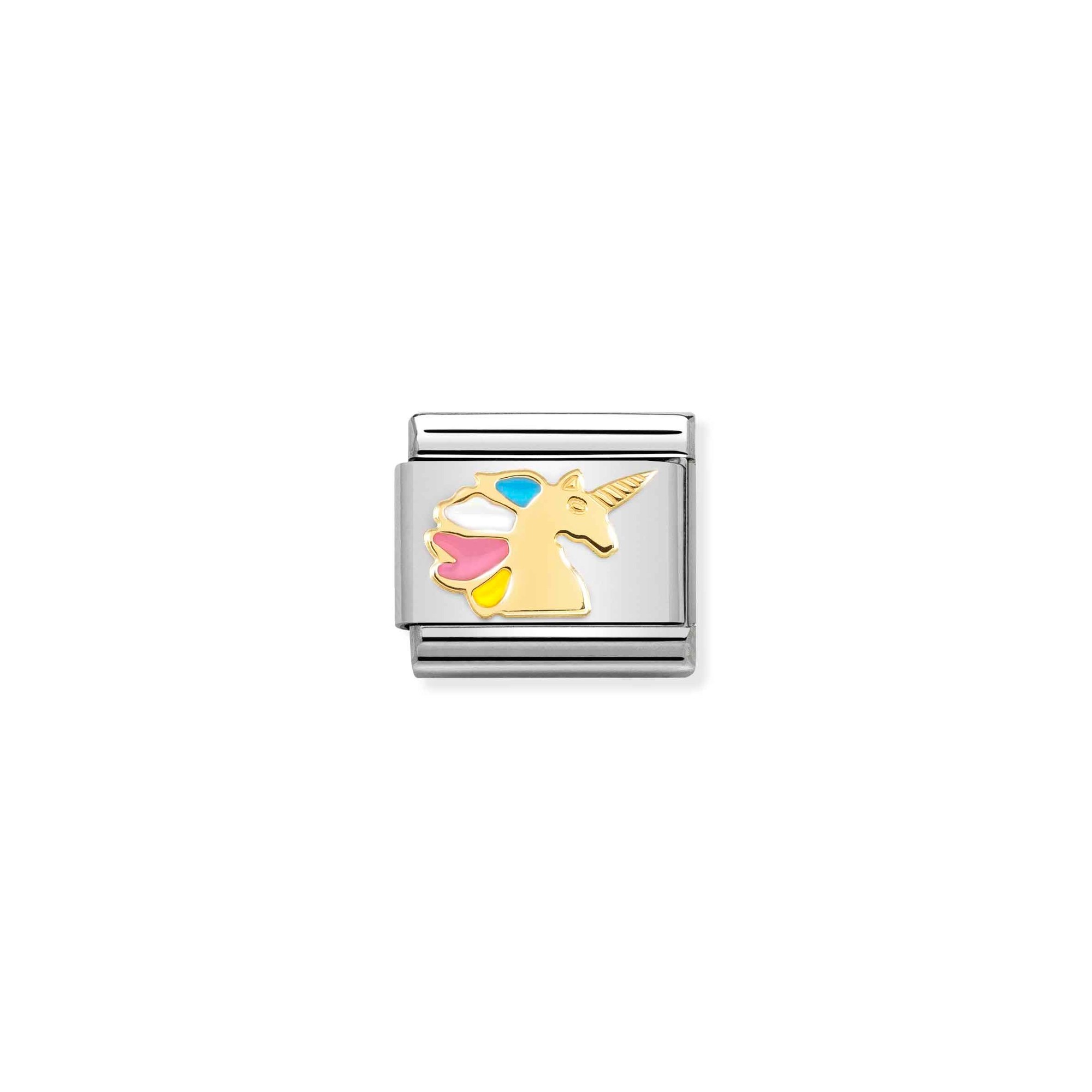 Nomination Composable Classic Charm Einhorn bunt - Edelstahl, Gold 750, Emaille