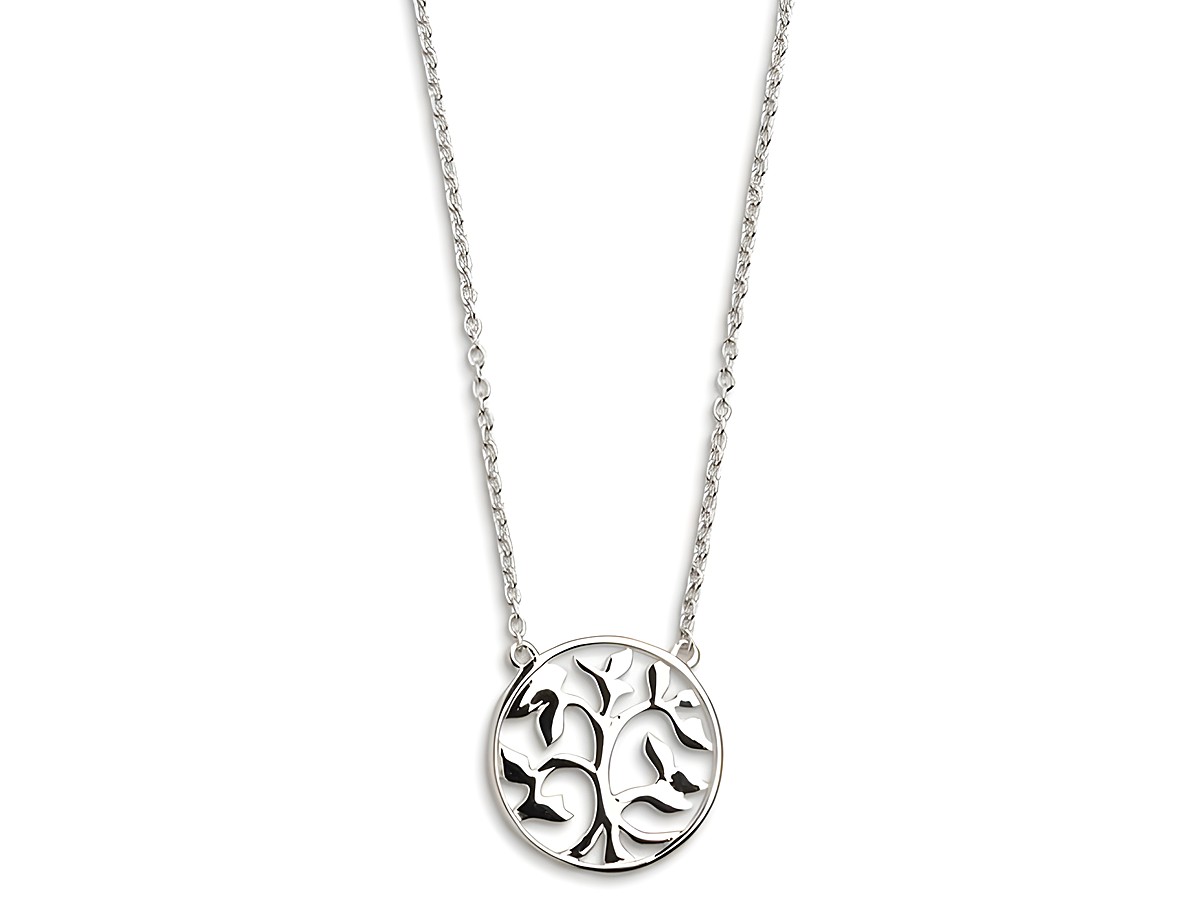 Xenox Sterling Silber Kette XS2896 mit einem Anhänger in Form eines Lebensbaums, elegante Ankerkette, verstellbare Länge von 40 bis 45 cm, modernes Design ideal für jeden Anlass.