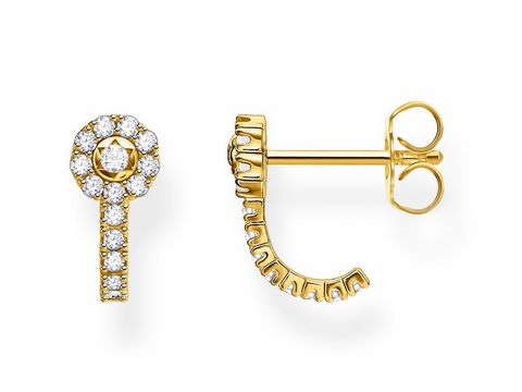 Ohrstecker aus der Thomas Sabo Charming Collection H2161-414-14 aus Silber und Gelbgold, verziert mit klaren Zirkonia, elegant und modern im Design.