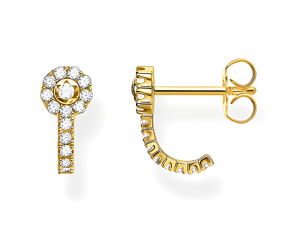 Ohrstecker aus der Thomas Sabo Charming Collection H2161-414-14 aus Silber und Gelbgold, verziert mit klaren Zirkonia, elegant und modern im Design.