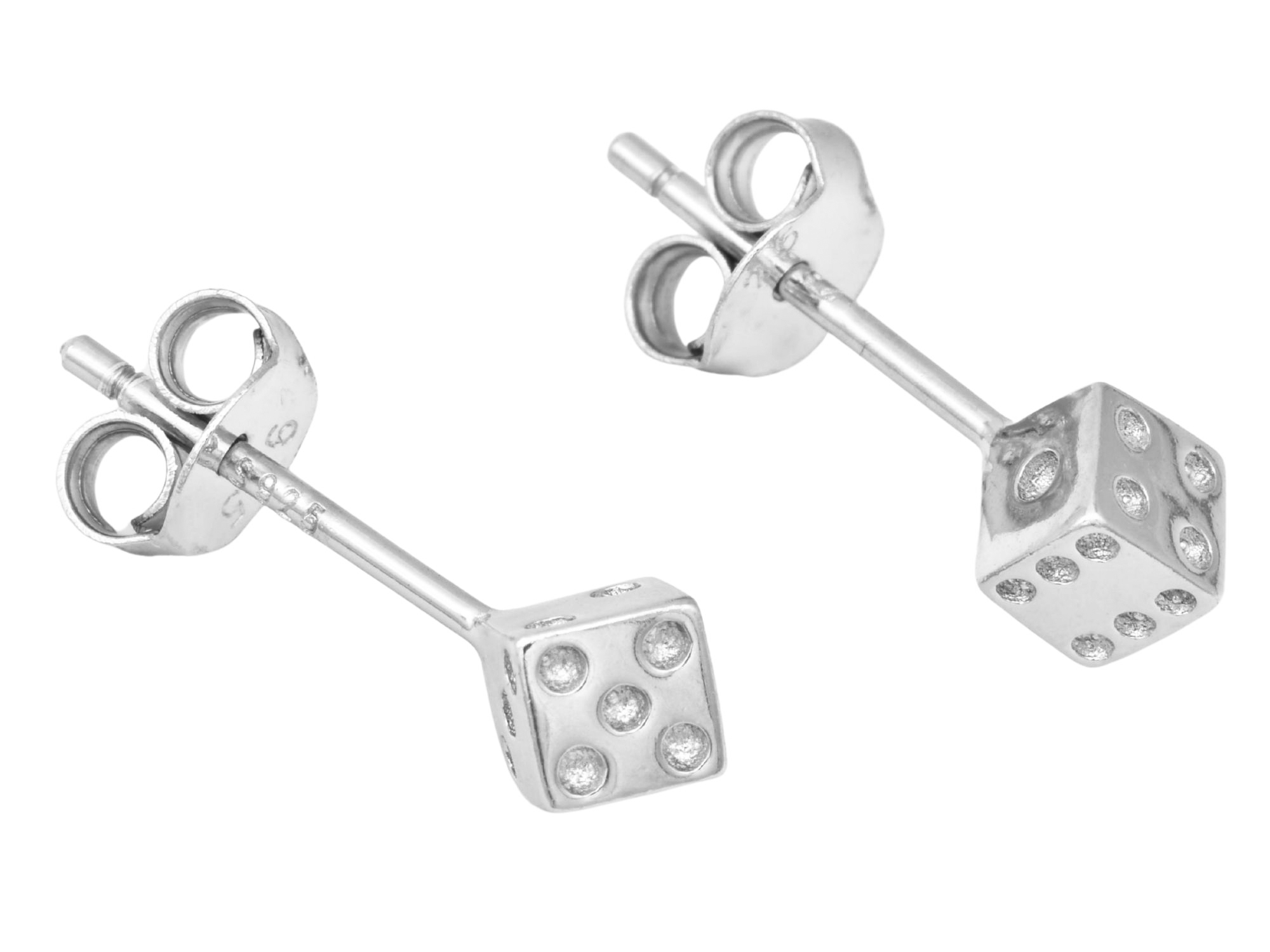 Ohrringe Ohrstecker Würfel - Sterling Silber 925 - poliert - rhodiniert