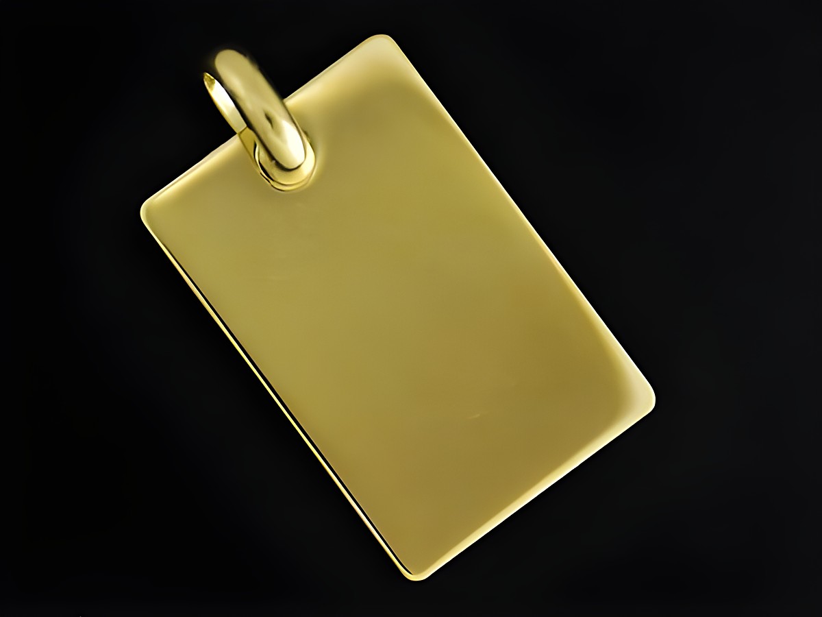 Gravurplatte aus Silber, viereckig und vergoldet, hergestellt von Juwelier Harnisch, schlichtes Design ohne Verzierung. Ideal zur Personalisierung durch Gravuren.