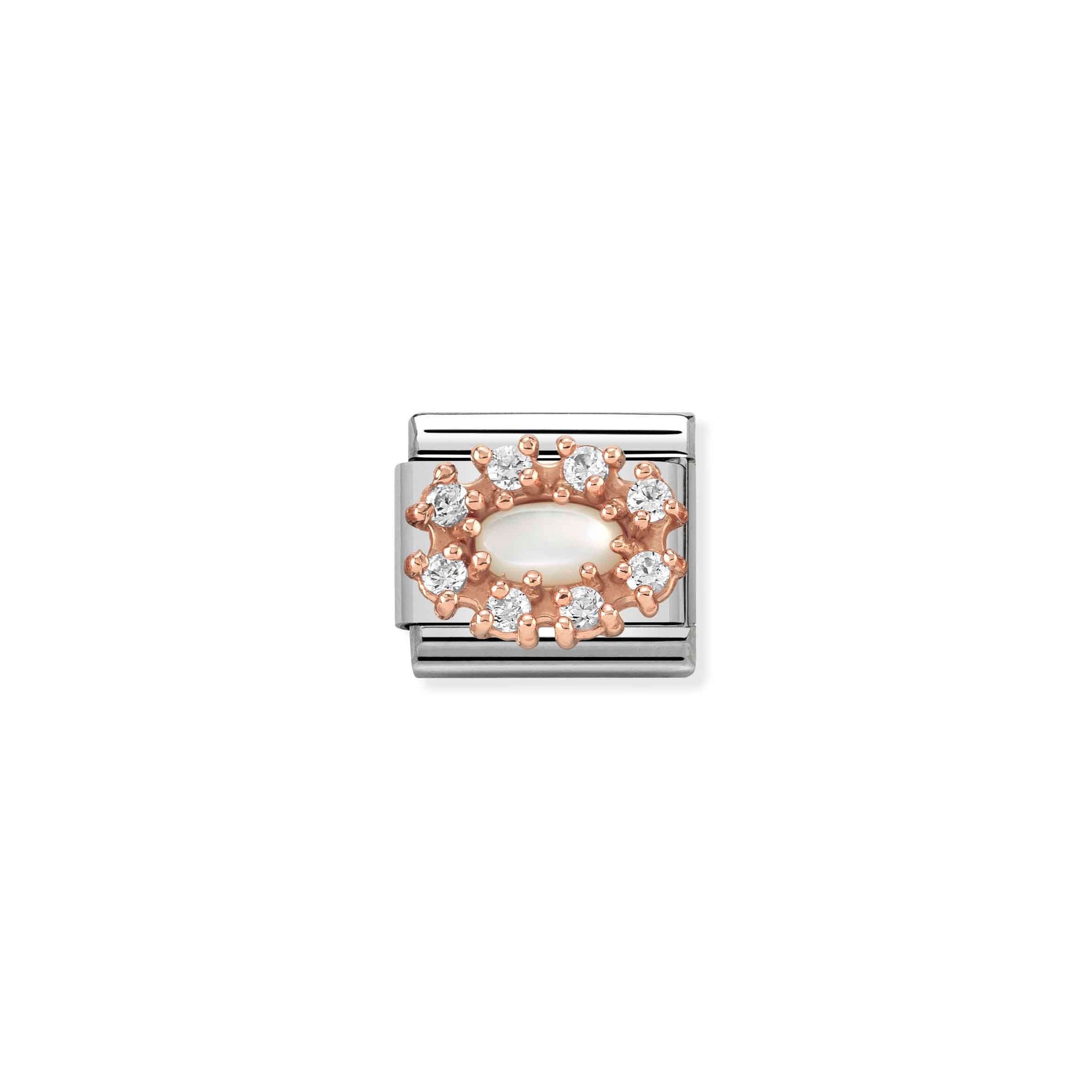 Nomination Composable Classic Charm Perlmutt weiß - Edelstahl, Gold 375 Roségold, Perlmutt, Zirkonia