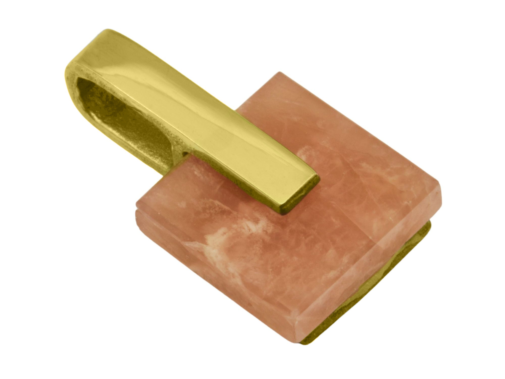 Anhänger Minimalistisch Rhodochrosit - Gelbgold poliert - Rhodochrosit Rosa