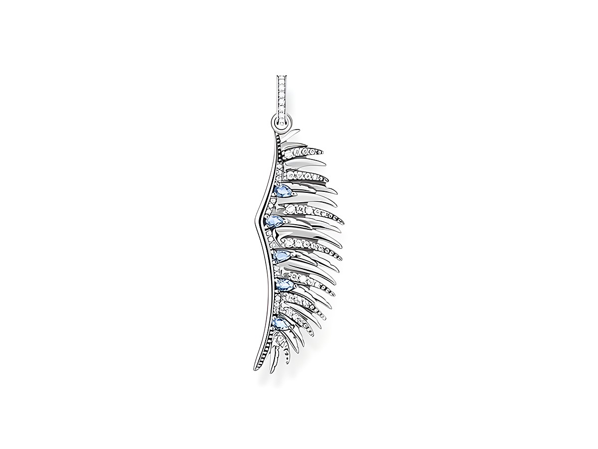 Anhänger von Thomas Sabo in Sterling Silber, geschwärzt, mit Phönixflügel-Design, verziert mit synthetischen Spinellen und Zirkonia, elegant und modern.