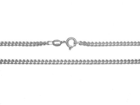 38 cm Weißgoldkette aus Gold 585 in Panzerketten-Design mit einer Stärke von 1,2 mm, hergestellt von Juwelier Harnisch, glänzende Oberfläche und sicherer Karabinerverschluss.