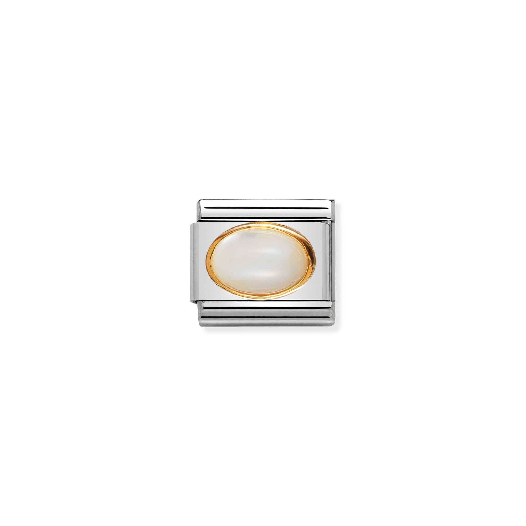 Nomination Composable Classic Charm oval Perlmutt weiß - Edelstahl, Gelbgold
