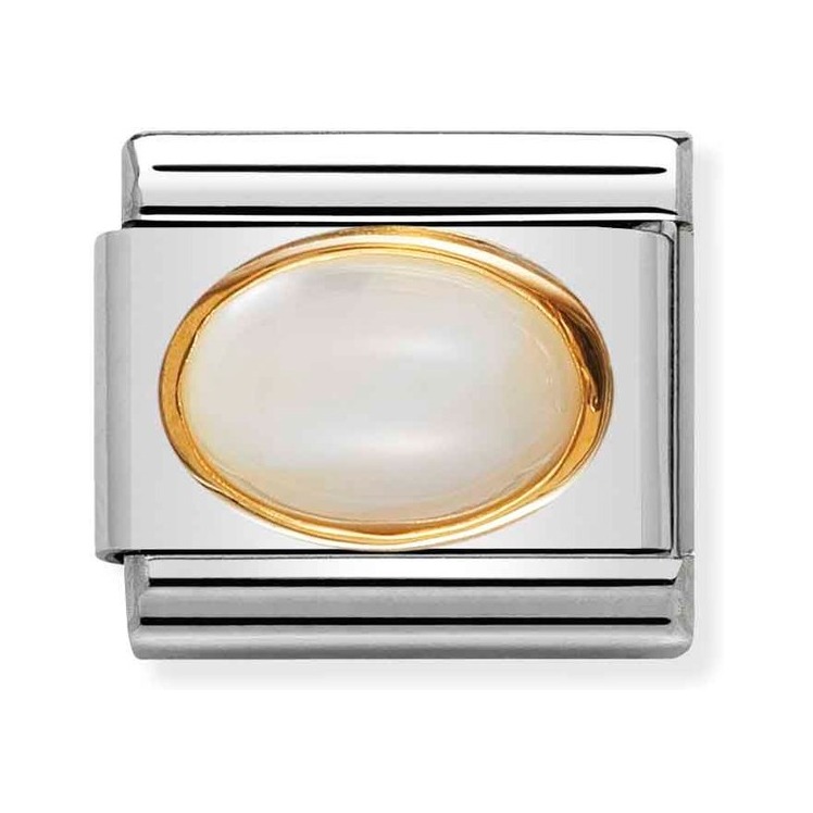 Nomination Composable Classic Charm oval Perlmutt weiß - Edelstahl, Gelbgold
