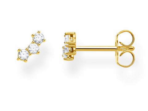 Ohrringe der Thomas Sabo Charming Collection mit drei klaren Zirkonia in Silber und Gelbgold, elegantes Design für zeitlosen Ohrschmuck. Ideal für jeden Anlass.