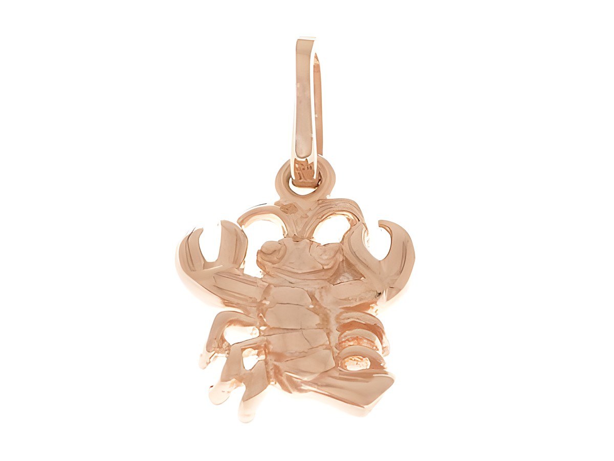 Krebs Sternzeichen Anhänger aus 925 Sterling Silber rosé vergoldet und poliert, designet von Juwelier Harnisch, symbolisiert das Zeichen Krebs mit detaillierter Darstellung.