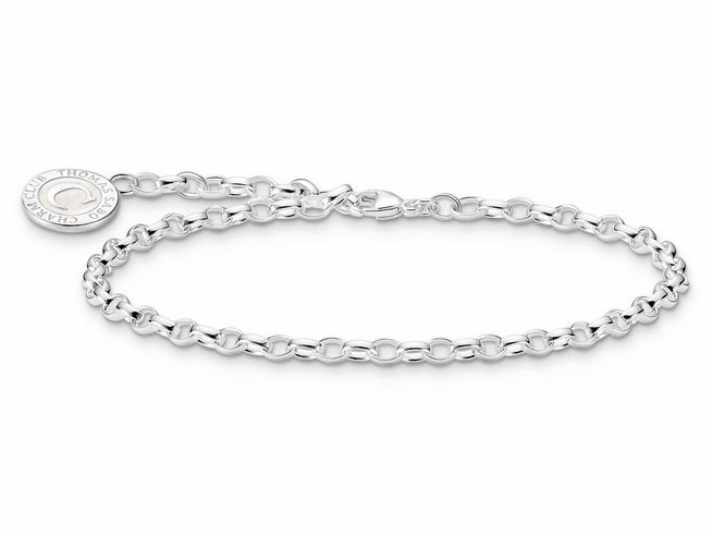 Silbernes Charm-Armband von Thomas Sabo mit Emaille und einem Durchmesser von 19 cm, ausgestattet mit einem Verschluss und eingraviertem Herstellerlogo.
