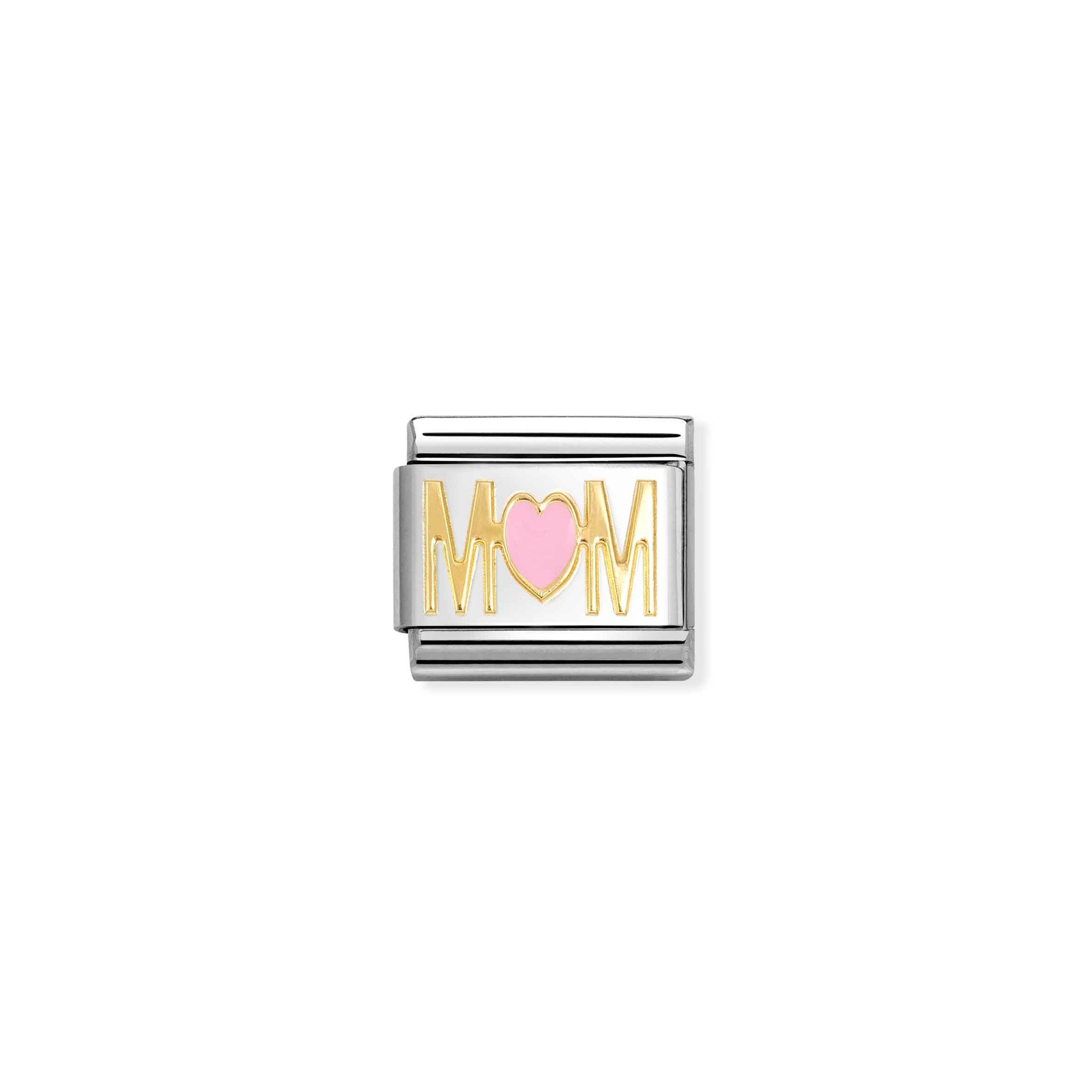 Nomination Composable Classic Charm MOM Herz rosa - Edelstahl, Gold 750, Emaille