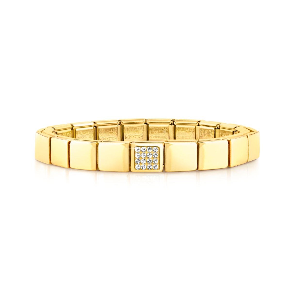 Nomination Classic GLAM Armband Edelstahl Gelbgold - Crystals WEISS