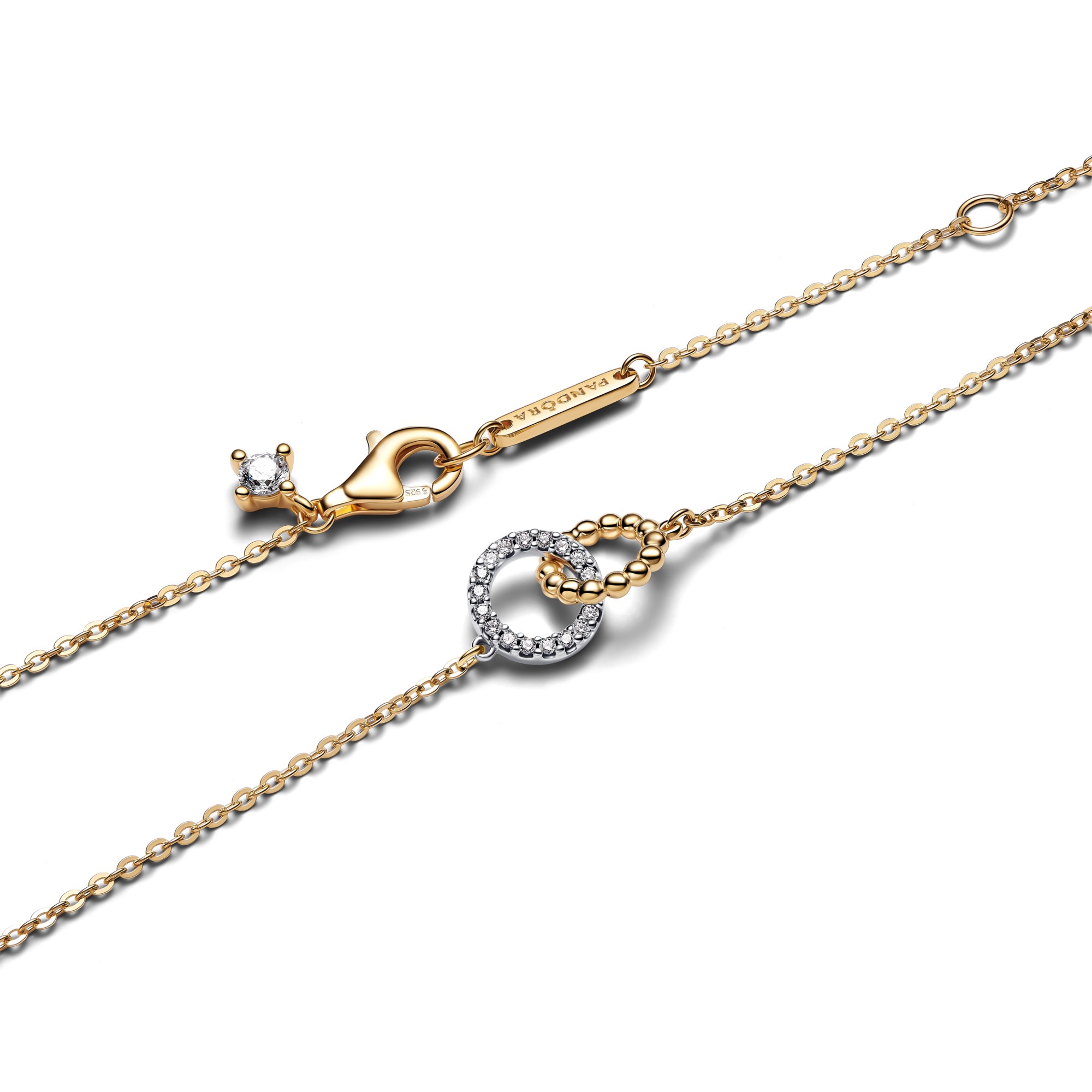 Pandora Kette Nephrite-Jade - 45 cm - Sterling Silber & Gelbgold Vergoldung - Zirkonia - 46 cm – Ansicht 3