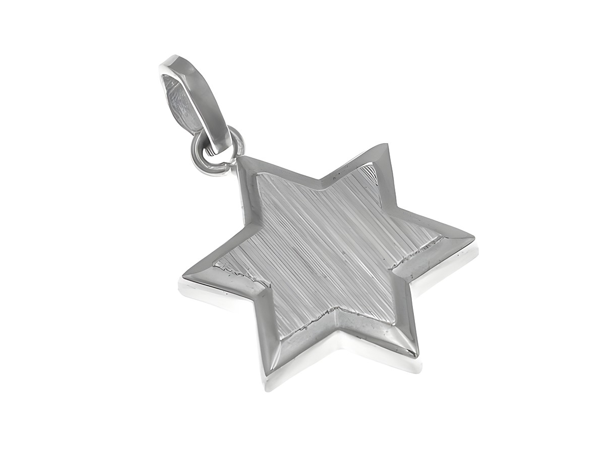 Anhänger Stern aus Silber, poliert und diamantiert, schlichtes Design, Hersteller Juwelier Harnisch, Inspirationsquelle Sonne Mond Sterne.