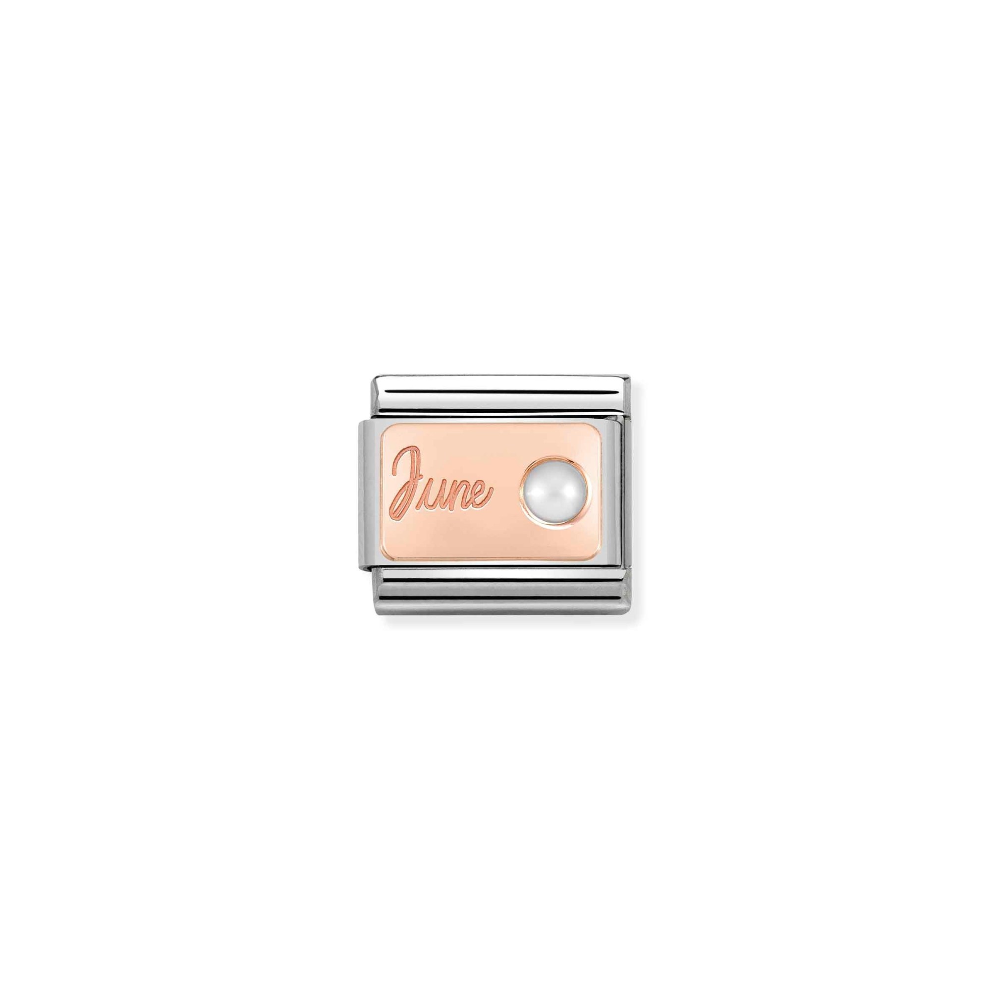 Nomination Composable Classic Charm Monatsstein Juni Perle - Edelstahl, Gold 375 Roségold