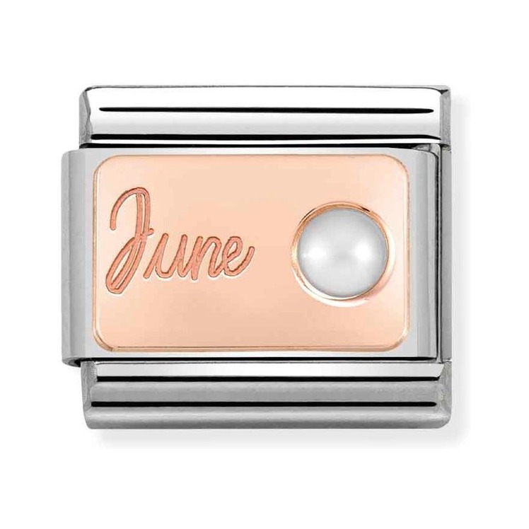 Nomination Composable Classic Charm Monatsstein Juni Perle - Edelstahl, Gold 375 Roségold