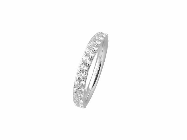 Ein eleganter Xenox Sterling Silber Ring in Größe 56 mit funkelnden Steinen entlang der Fassung, ideal für besondere Anlässe oder als modisches Accessoire.