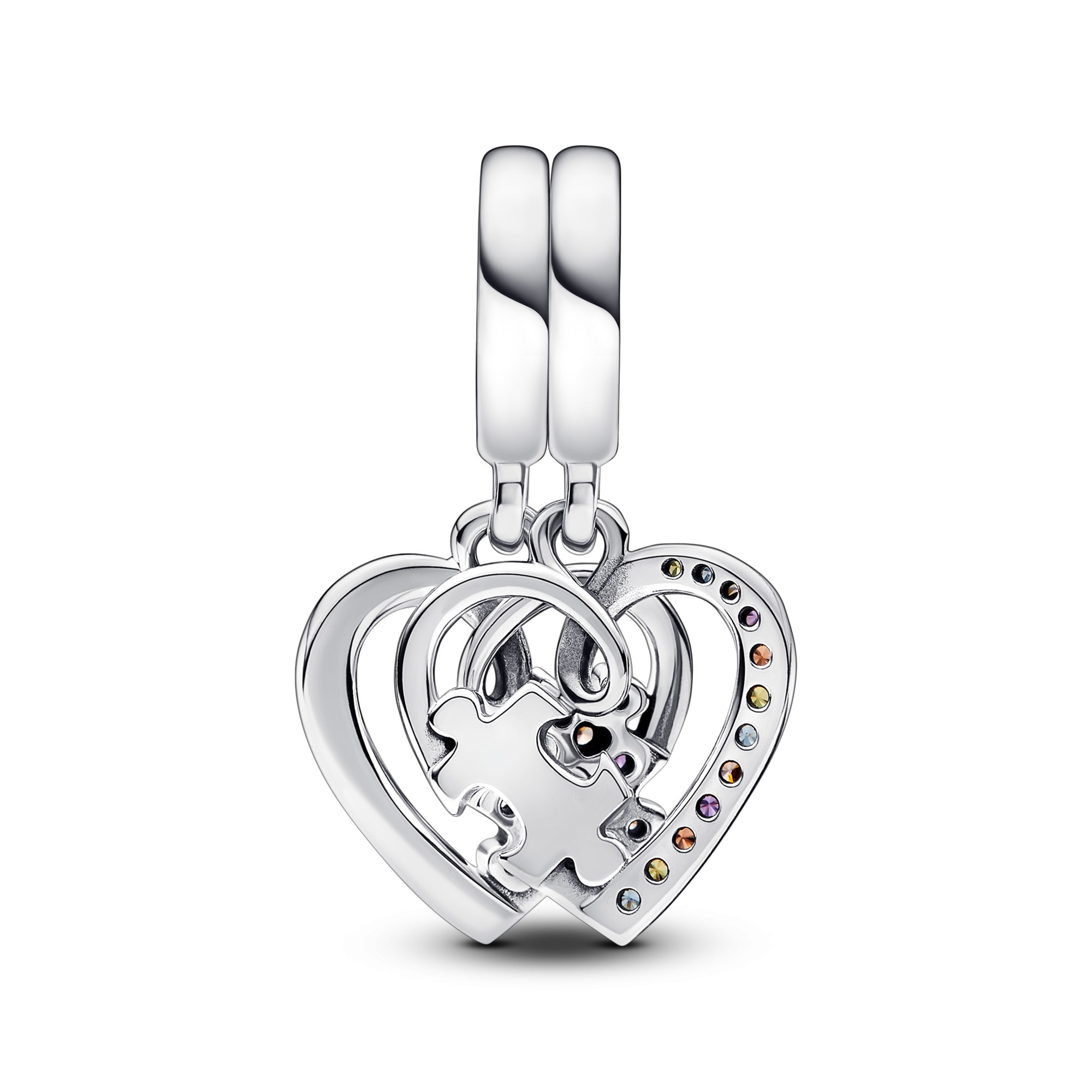 Pandora Puzzleteile Herzen - teilbarer Freundschafts- Charm-Anhänger - Sterling Silber – Ansicht 4