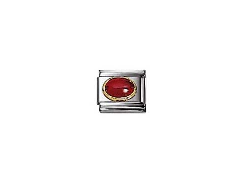 Ovaler Achat in Rot, eingefasst in edlem Metall, exklusives Design von Nomination, Modell Classic Steine, passend für Armbänder. Ideal für stilvolle Akzente.
