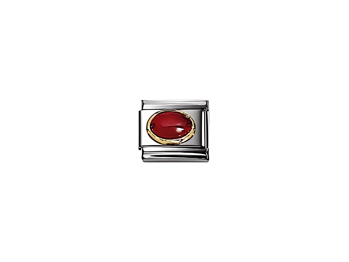 Ovaler Achat in Rot, eingefasst in edlem Metall, exklusives Design von Nomination, Modell Classic Steine, passend für Armbänder. Ideal für stilvolle Akzente.