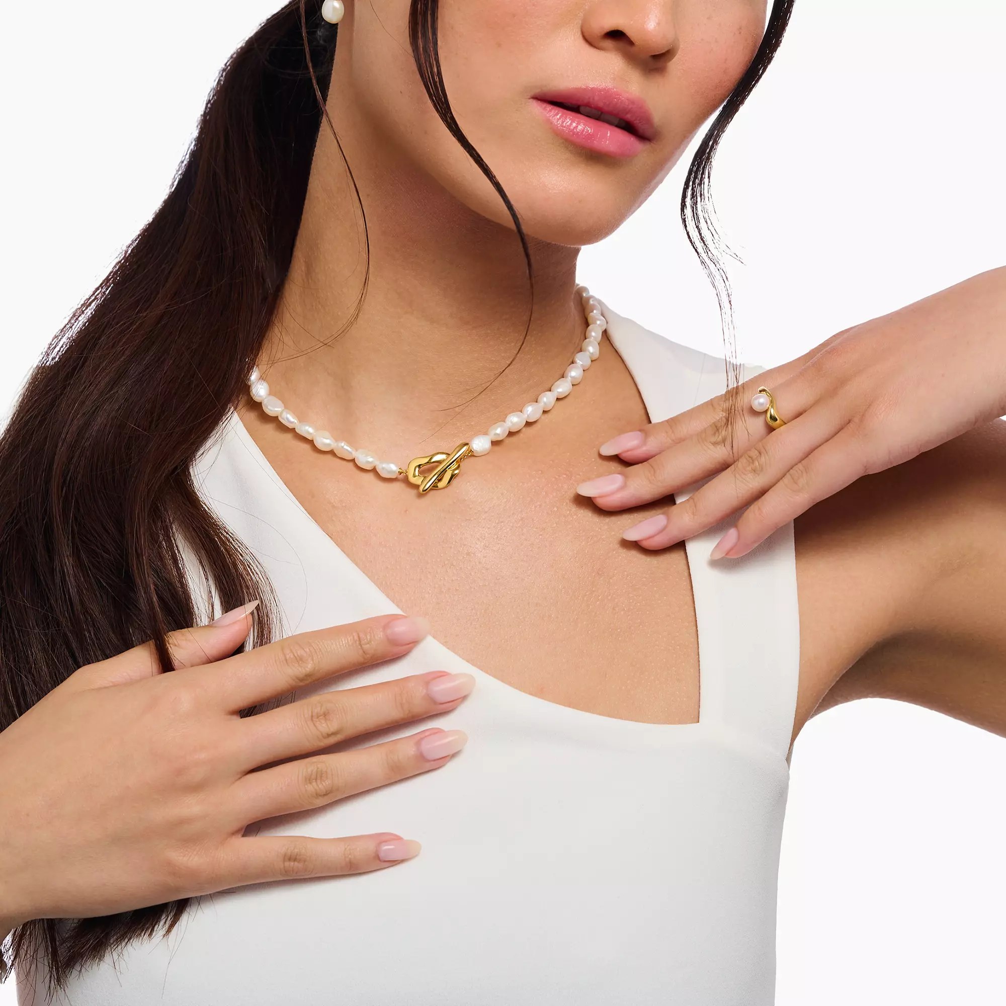 Thomas Sabo Kette - Zuchtperle - Bold Elegance 45 cm - Silber vergoldet – Ansicht 5