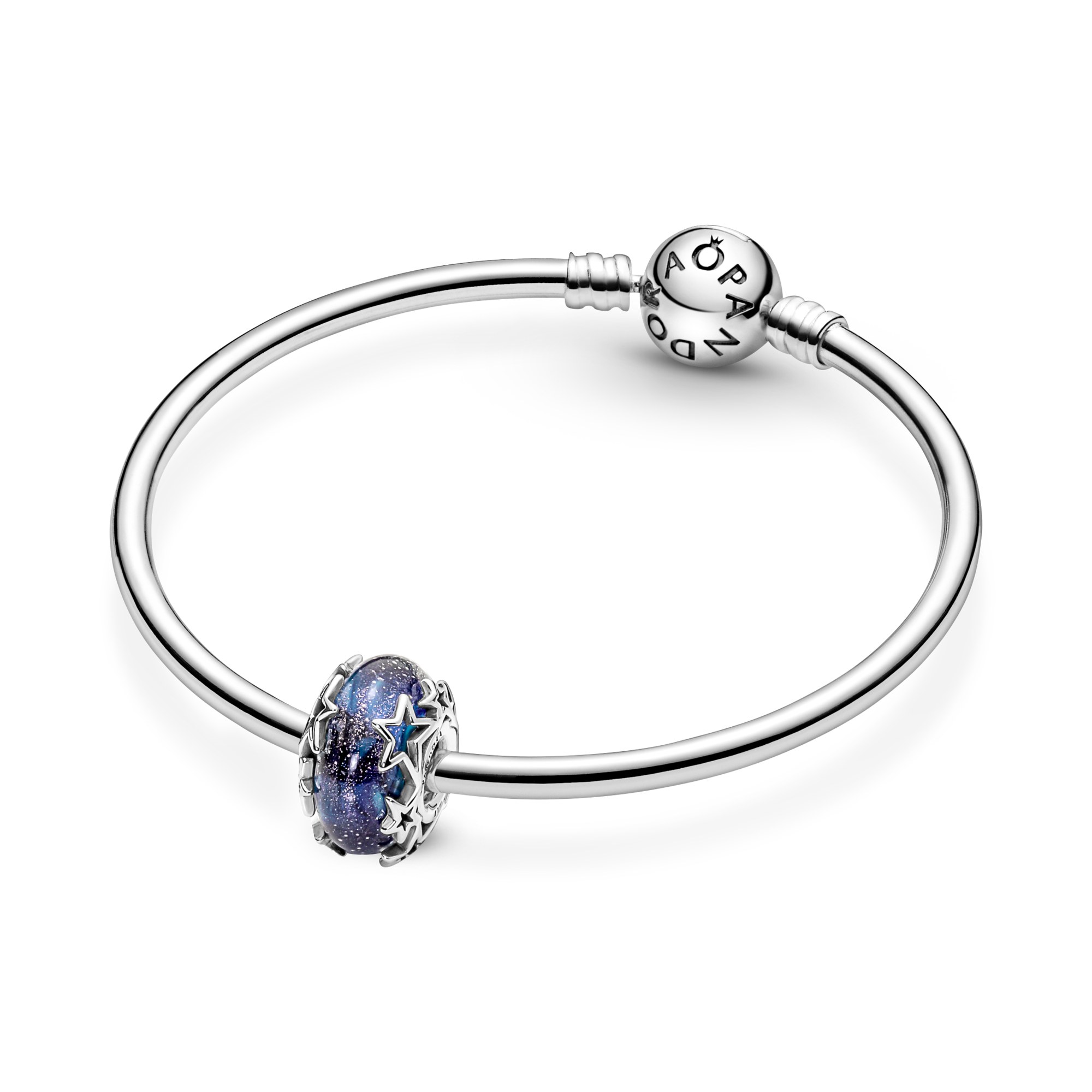 Pandora Charm - Galaxie Blau & Stern Murano Anhänger - Sterling Silber - Kristall - Blau – Ansicht 5