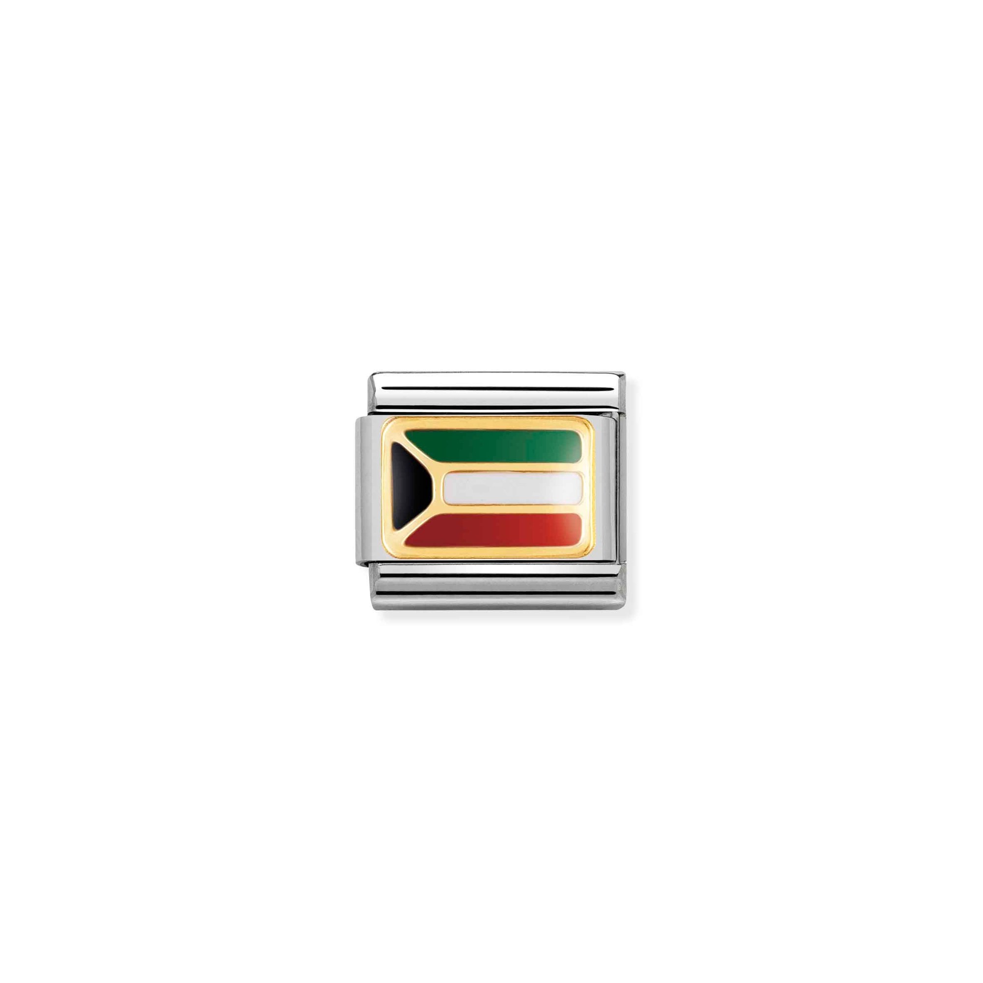 Nomination Composable Classic Charm Flagge Kuwait - Edelstahl, Gold 750 Gelbgold, Emaille