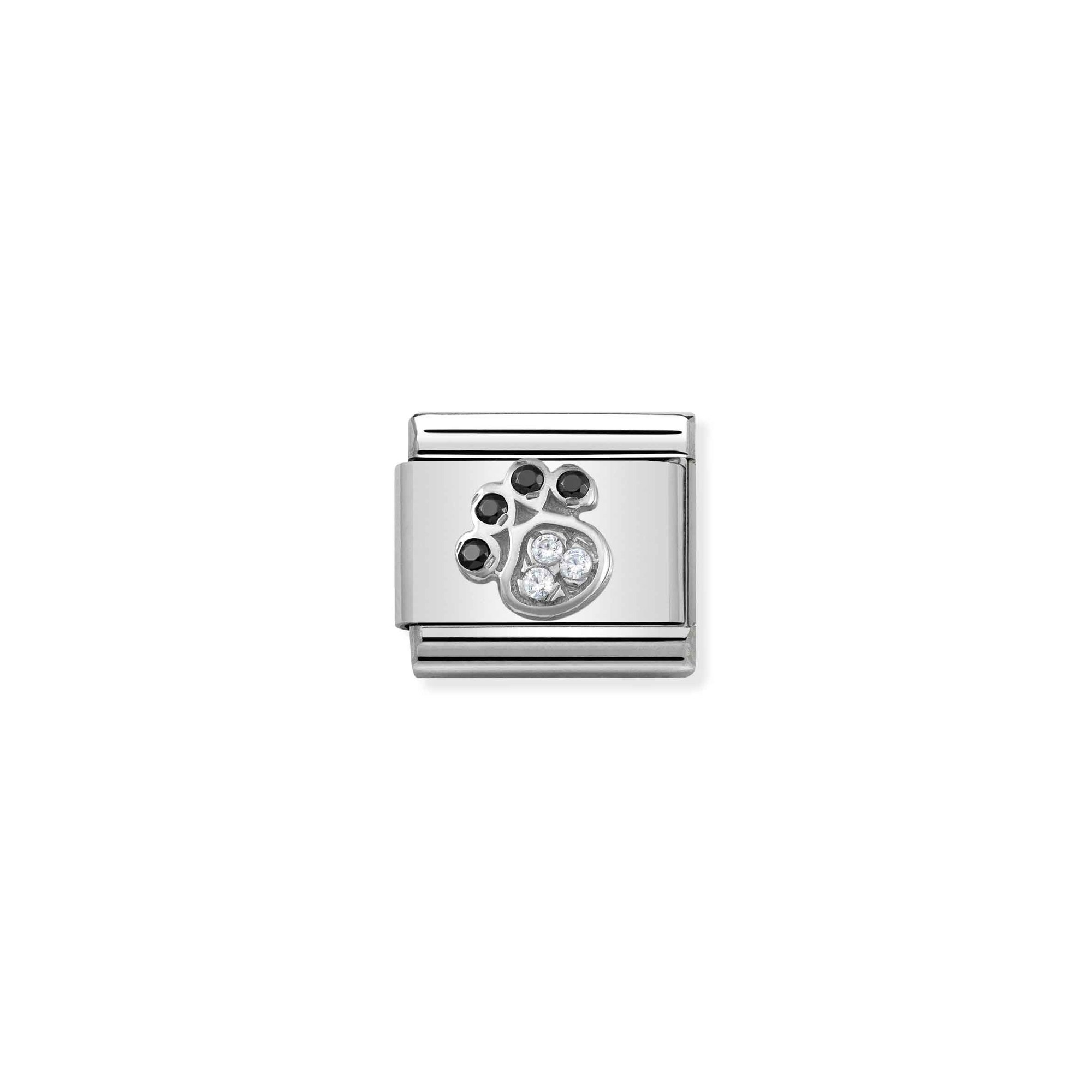 Nomination Composable Classic Charm Hundepfote - Edelstahl, Sterling Silber, Zirkonia