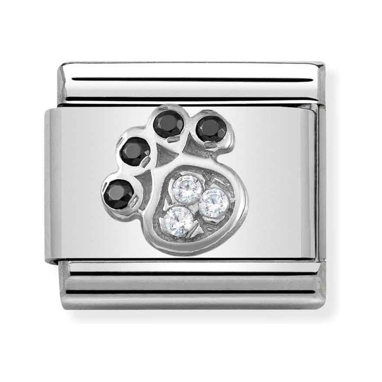 Nomination Composable Classic Charm Hundepfote - Edelstahl, Sterling Silber, Zirkonia
