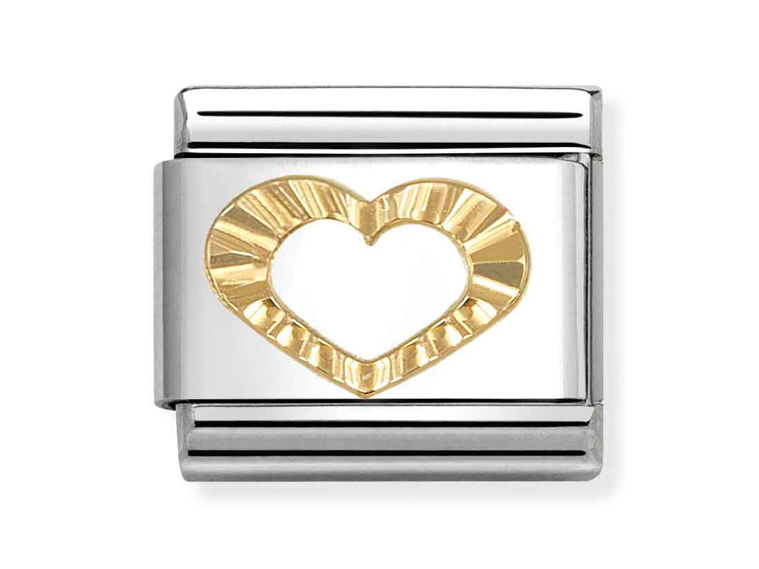 Classic Gold und Emaille Herzrahmen in diamantierter Ausführung von Pandora. Hochwertige Verarbeitung mit glänzenden Oberflächen und einem eleganten Design, ideal für persönliche Schmuckstücke.